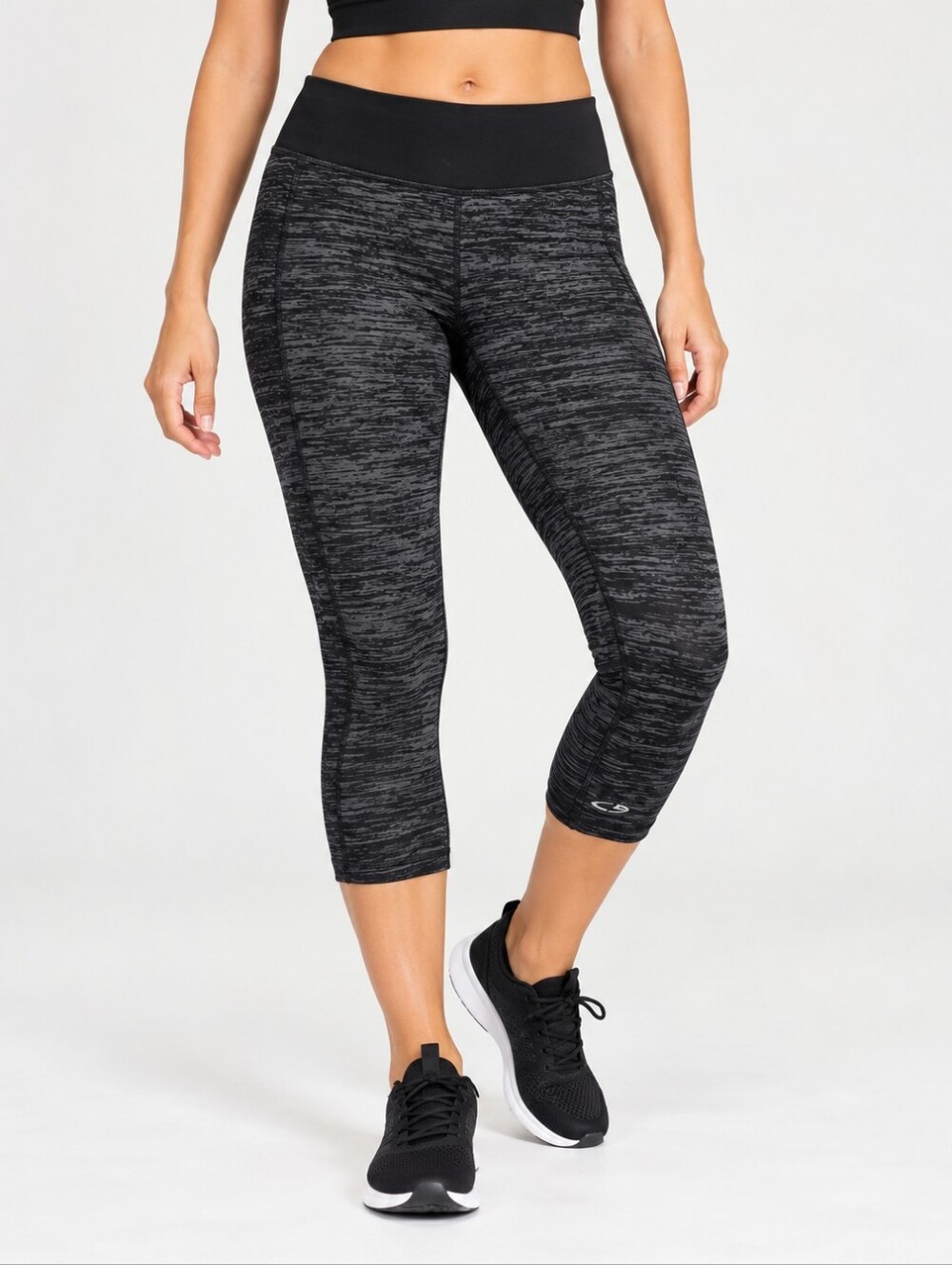Champion C9 DuoDry+ Black Gray Space Dye Capri Leggings XL